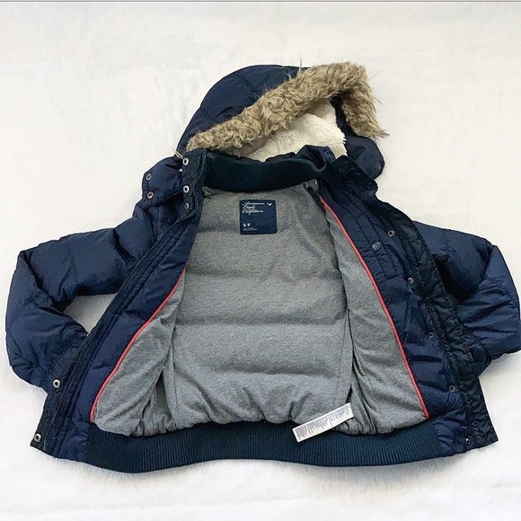 Like New American Eagle Navy Blue Down Puffer Coat - Picture 6 of 9